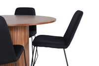 Spisestol Muce & Bianca 2-pakk – svart + Spisebord rundt ⌀110 – valnøtt