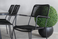 Spisegruppe Paola & Lindos rektangulært 200 × 100 + 2-pakk spisestoler – svart