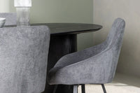 Spisestol Rosie & Isolde 2-pakk + Ovalt spisebord 180 x 90 – grå og svart