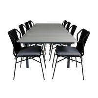 Spisestol Julian & Levels 4-pakk + rektangulært spisebord 229 × 100 – svart