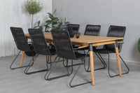 Spisegruppe rektangulær 210 x 100 + spisestol 2-pakk – natur og svart