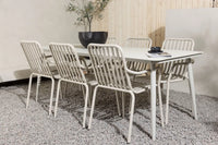 Spisebord Lina & Peking rektangulært 200 x 90 + Spisestol 2-pakk – beige