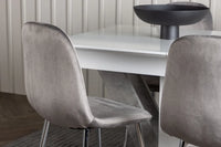 Spisegruppe 120 x 80 + spisestol 2-pakk – hvit og lys grå