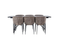 Spisestol Modesto & Astrid 2-pakk – brun + Rektangulært spisebord 200 x 90 – svart