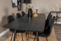 Spisebord Gold & Polar rektangulært 180 x 85 + spisestol 2-pakk – svart