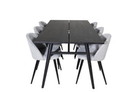 Spisegruppe Sleek & Velvet 195 x 95 2-pakk – svart og lys grå