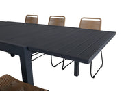 Spisestol Lindos & Marbella 2-pakk + spisebord rektangulært 160 x 100 – brun og svart