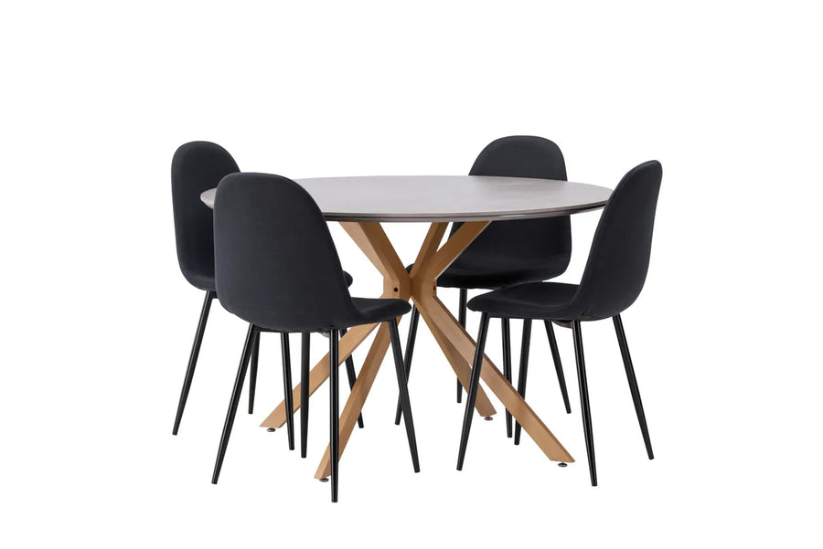 Spisegruppe Polar & Piazza 2-pakk + Rundt ⌀120 – svart og grå