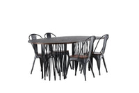 Spisestol Tempe & Stone 2-pakk + Spisebord ovalt 220 x 100 – valnøtt og mokka