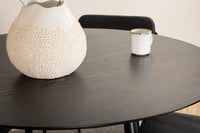 Spisestol 2-pakk + Spisebord rundt ⌀115 – svart