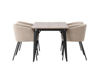 Spisegruppe Berit & Tempe 140 x 80 – beige og valnøtt