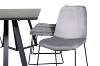 Spisestol Muce & Marina 2-pakk + Spisebord Muce & Marina 180 x 90 – grå og svart