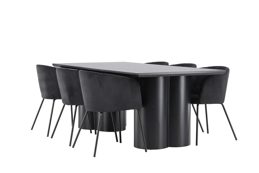Spisegruppe Berit & Olivia 210 x 100 – svart