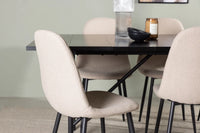 Spisegruppe Astrid & Polar 200 x 90 med 2-pakk spisestoler – svart og beige