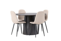 Spisegruppe rund ⌀120 – mokka og beige