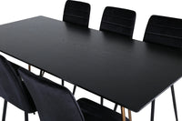 Spisebord Petra & Windu 190 x 90 + spisestol 2-pakk – svart