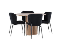 Spisestol Modesto & Olivia 2-pakk – svart + Spisebord rundt ⌀110 – brun