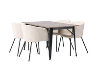 Spisegruppe Berit & Tempe 140 x 80 – beige og valnøtt
