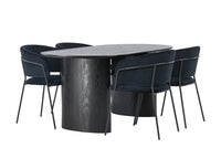 Spisestol Selma & Isolde 2-pakk + Spisebord ovalt 180 x 90 – svart