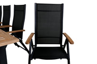 Posisjonsstol Panama 2-pakk + Rektangulært spisebord 224 x 100 – svart