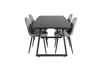 Spisegruppe Polar & Inca 2-pakk + Rektangulært spisebord 160 x 85 – grå og svart