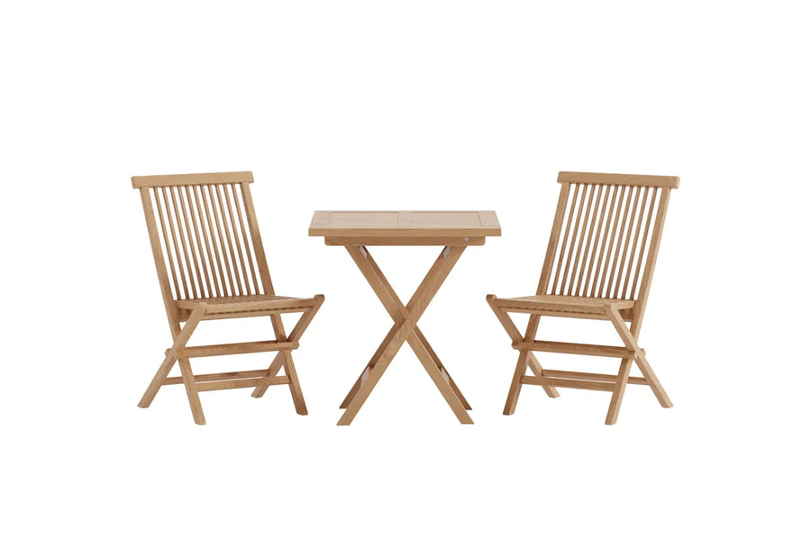 Spisestol Kenya 2-pakk + Kafébord 70 x 70 x 75 – natur