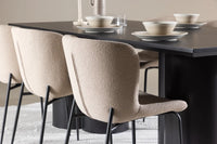 Spisestol Modesto & Olivia 2-pakk – beige + Spisebord rektangulært 210 x 100 – svart