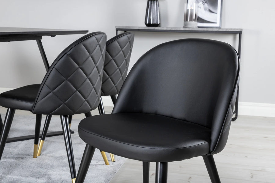 Spisegruppe Marina & Velvet 180 x 90 2-pakk – svart