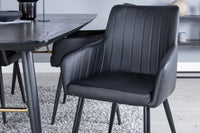 Spisegruppe rektangulær 180 x 85 + 2-pakk spisestoler – svart