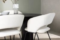 Spisegruppe oval 2-pakk 180 x 90 – offwhite og svart