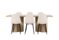 Spisestol Polar & Olivia 2-pakk + Spisebord 210 x 100 – beige og natur