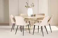 Spisegruppe rund 2-pakk ⌀140 – beige og whitewash