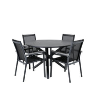 Spisegruppe Alma & Parma Rund ⌀120 + 2-pakk spisestoler – svart