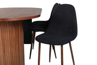 Spisegruppe Bianca & Polar Oval 200 x 90 + spisestol 2-pakk – valnøtt og svart