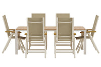 Spisegruppe Break & Panama 205 x 90 + 2-pakk posisjonsstol – beige
