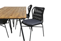 Spisestol 4-pakk – svart + rektangulært spisebord 200 × 100 – natur