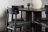 Spisestol Olivia 2-pakk + Spisebord rundt ⌀110 – svart og mokka