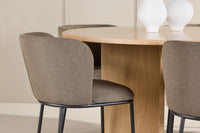 Spisegruppe Edina & Strada 2-pakk spisestoler + rektangulært spisebord ⌀120 – brun og hvitvasket
