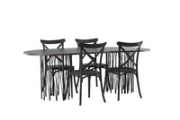 Spisegruppe oval 220 x 100 2-pakk – svart og mocca