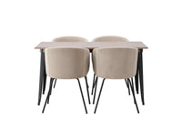 Spisegruppe Berit & Tempe 140 x 80 – beige og valnøtt