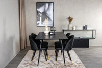 Spisebord rektangulært 120 x 80 + spisestol 2-pakk – svart