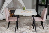 Barnestol Velvet & Polar + barnebord 50 x 80 x 60 – rosa