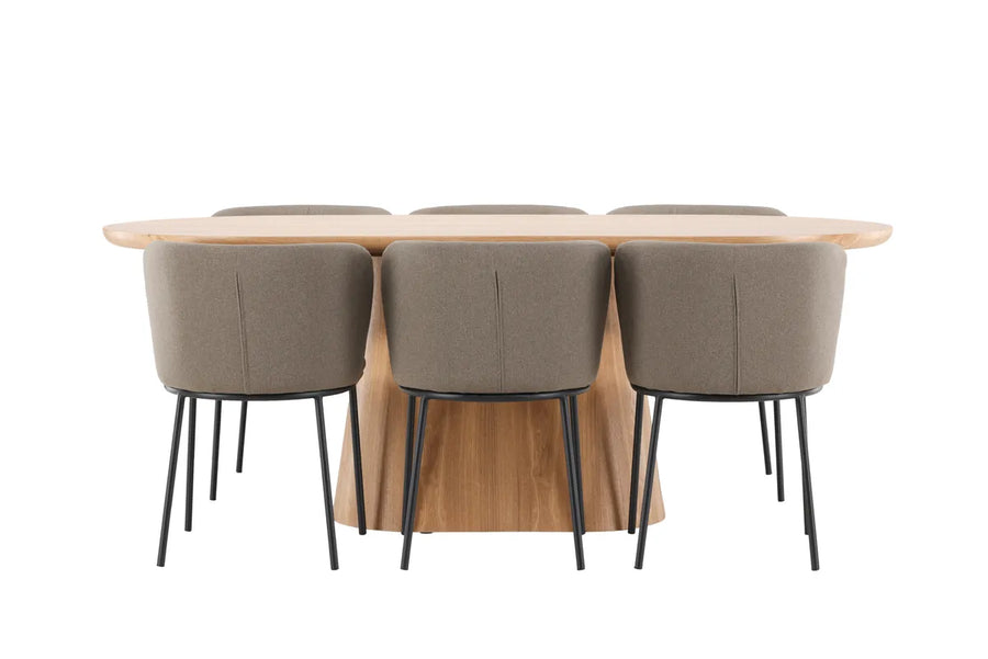 Spisegruppe Edina & Stjärnö 2-pakk + Ovalt 200 x 90 – brun og natur