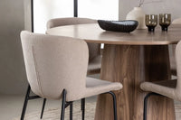 Spisestol Modesto & Lanzo 2-pakk + Rundt spisebord ⌀120 – beige og natur