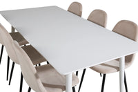 Spisebord Polar 180 x 90 + Spisestol 2-pakk – hvit og beige
