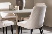 Spisegruppe rund ⌀110 med 2-pakk spisestoler – beige