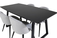 Spisegruppe Inca & Velvet 160 x 85 med 2-pakk spisestoler – svart og lys grå