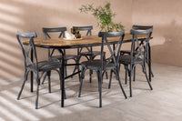 Spisebord Holmbeck & Tablas 200 x 90 + spisestol 2-pakk – natur og mørk grå
