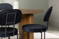 Spisegruppe oval 180 x 90 med 2-pakk spisestoler – svart og natur