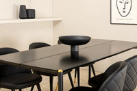 Spisegruppe Pelle & Velvet rektangulær 190 x 90 + 2-pakk spisestoler – svart